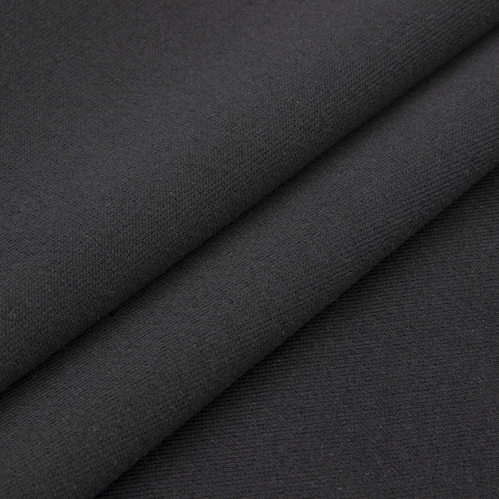 Футер 3х нитка велюр диагональ пенье 330г/м2 (65%хлопок, 35% полиэстер) шир. 180 см черный