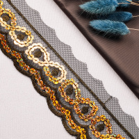 Тесьма с пайетками 85256-D103 золото (13,716 м)