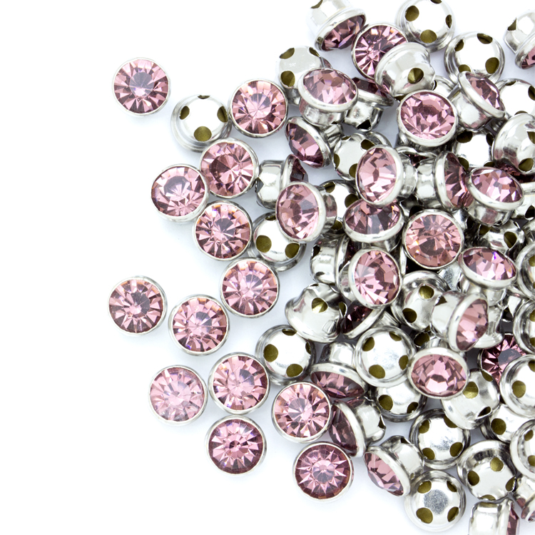 Стразы пришивные в оправе Круг 6 мм 41# сиреневые (100 шт)