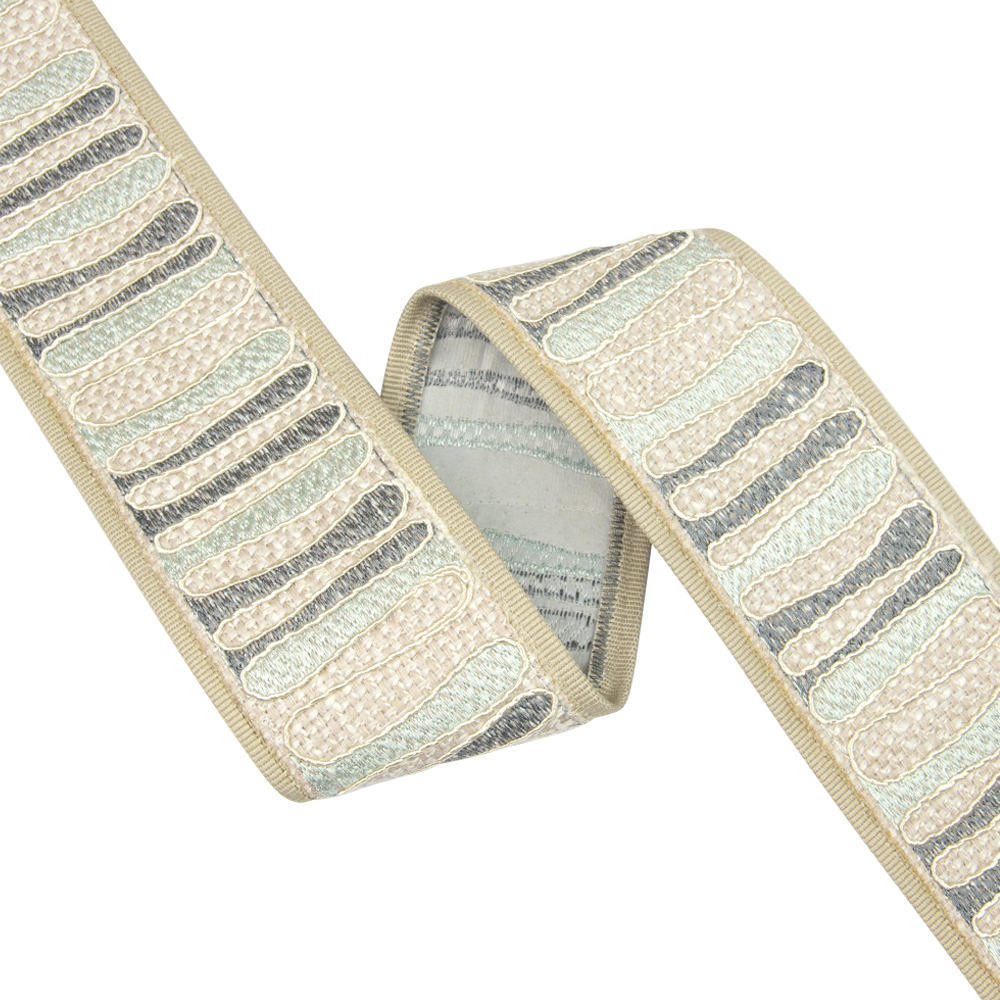 Бордюры с вышивкой 17A-21-1 Mirtex Premium  "Lontano" утиное яйцо/св.беж/рогожка/репс (6 см/±15 м)