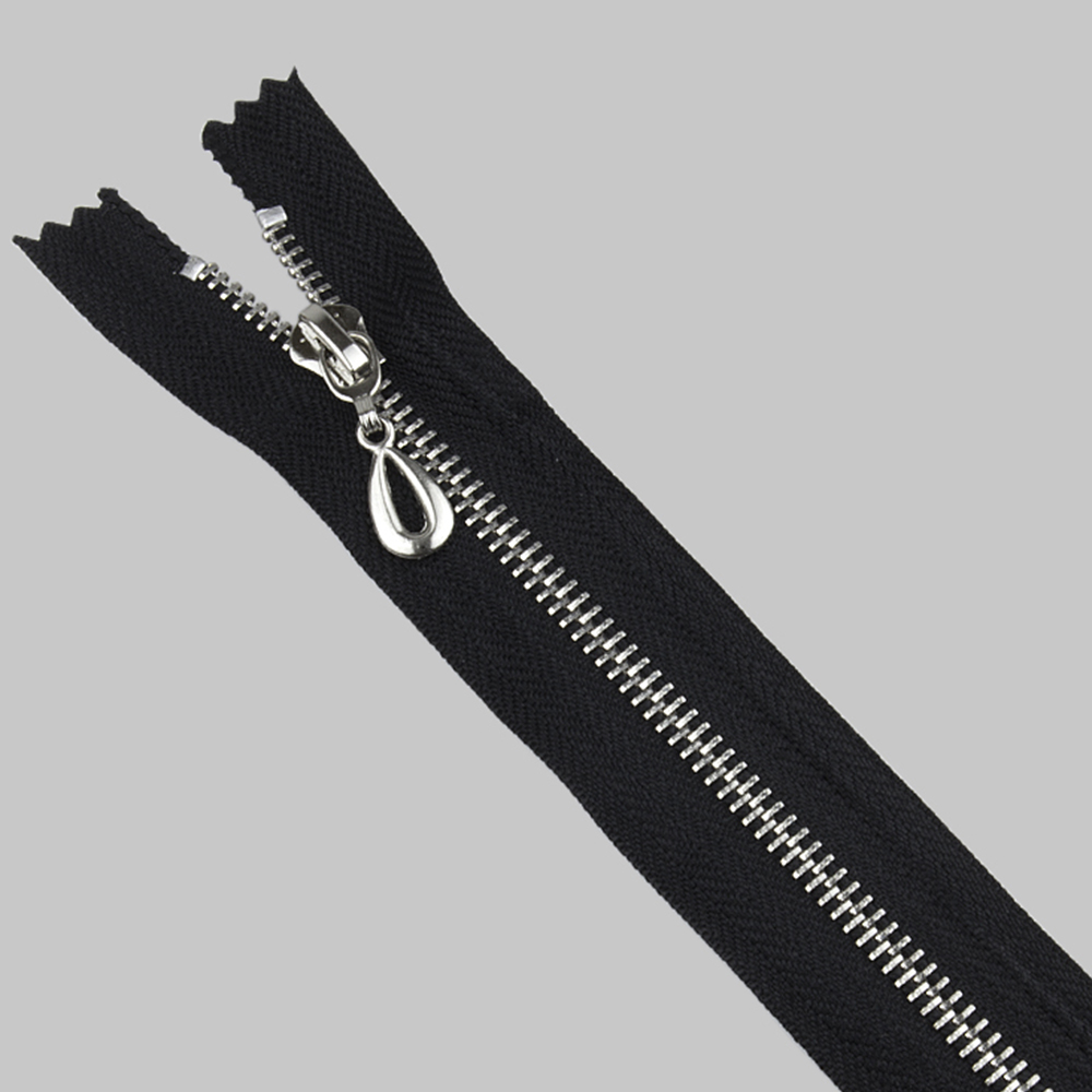 Молния металлическая разъемная 1-замок (пуллер капля) 60 см Т5 никель/черный (20 шт)