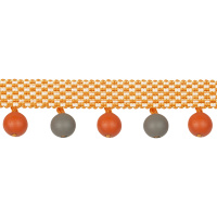 Бахрома с деревянными шариками MZ-7 оранжевый/серо-бежевый (3,4см/d1,5см/15м)
