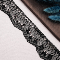 Тесьма с пайетками 85395-D103 черный (13,716 м)