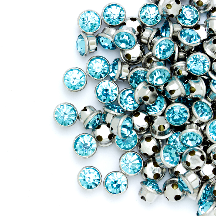 Стразы пришивные в оправе Круг 6 мм 9# бирюзовые (100 шт)