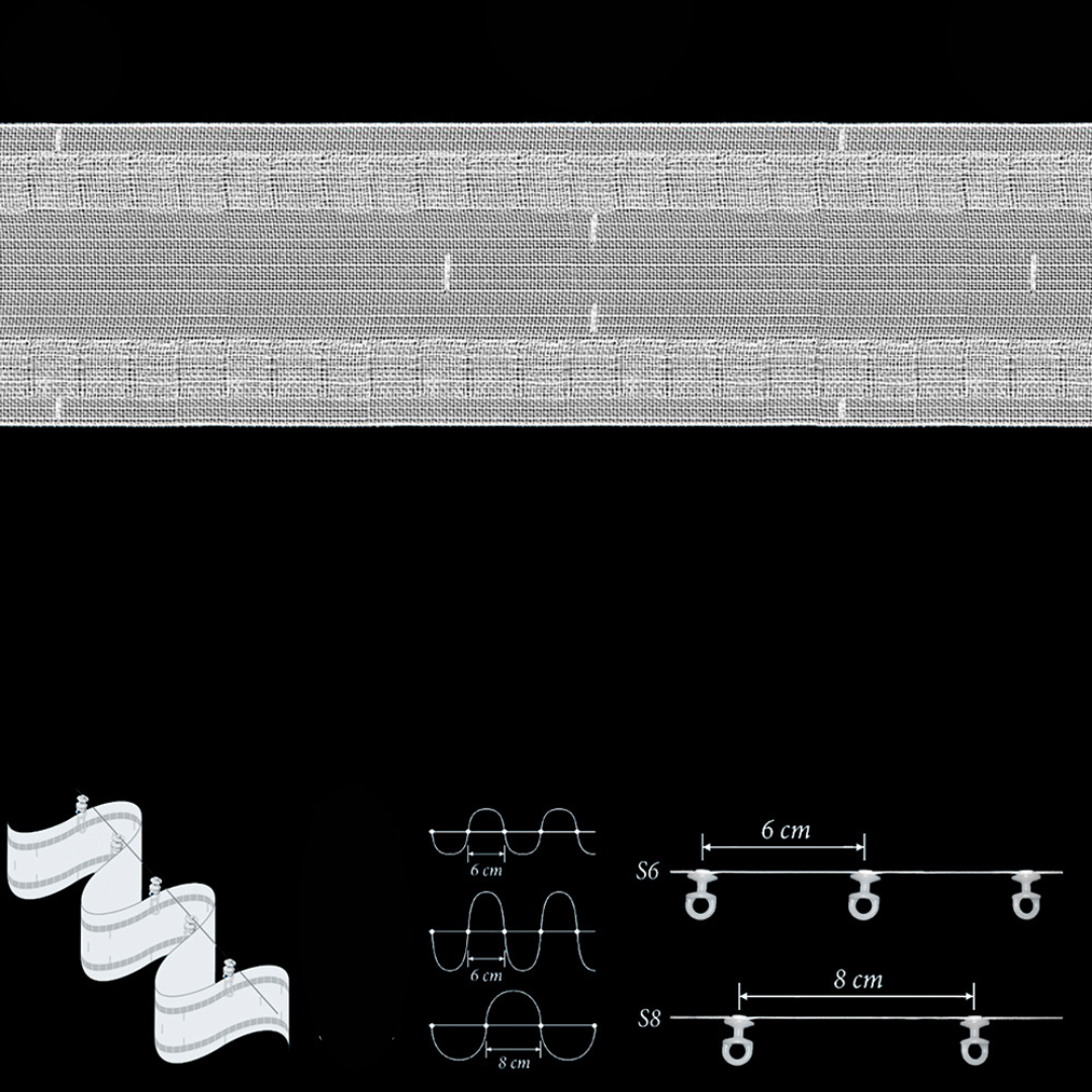 Корд с глайдерами ПОВОРОТНЫЕ для лент «Система Волна» LC80-BLACK Oz-is черные (шаг 8 см/20 м)
