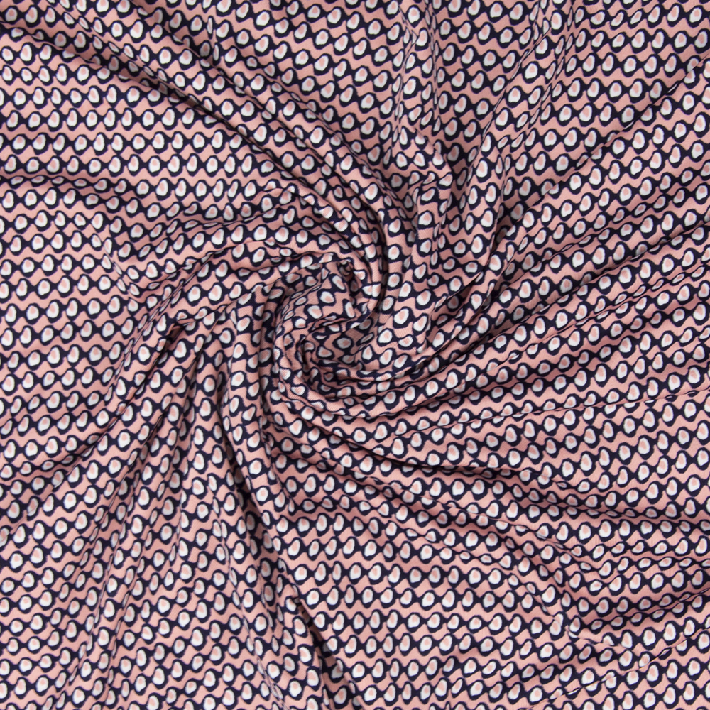 Ткань трикотаж масло принт НМ219Р.04 розовый пузыри (206г/кв.м) 150см/±50м