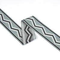Текстильный бордюр YGH249-9 Mirtex пыльно-бирюзовый "Зиг-заг", ширина 4,5 см/±25 м