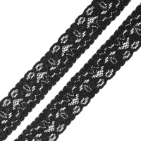 Кружево эластичное 9959 черный, 2.5 см, (300 ярд)