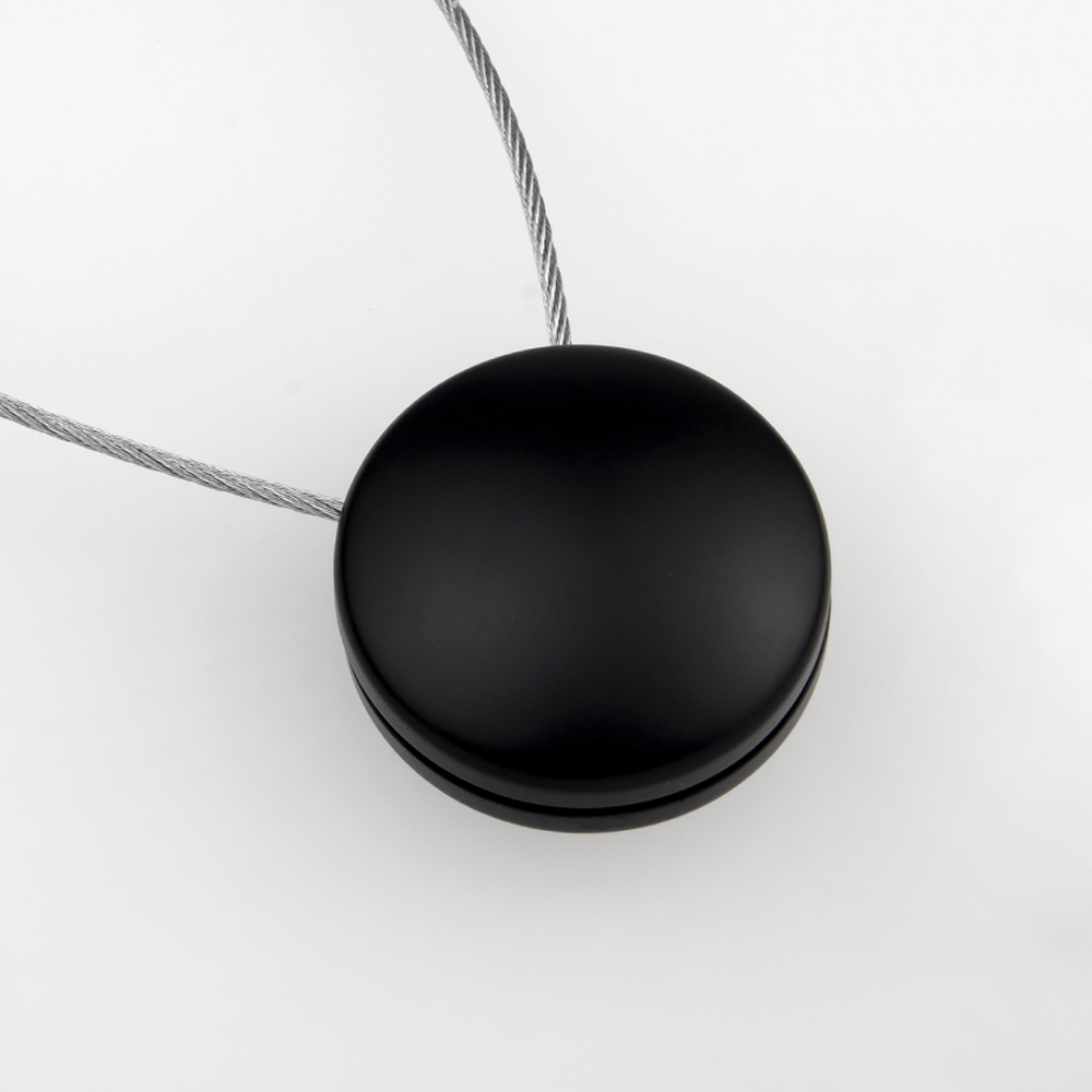 Магнит для штор Круг 45 мм на тросе №70 черный матовый "Однотонный"