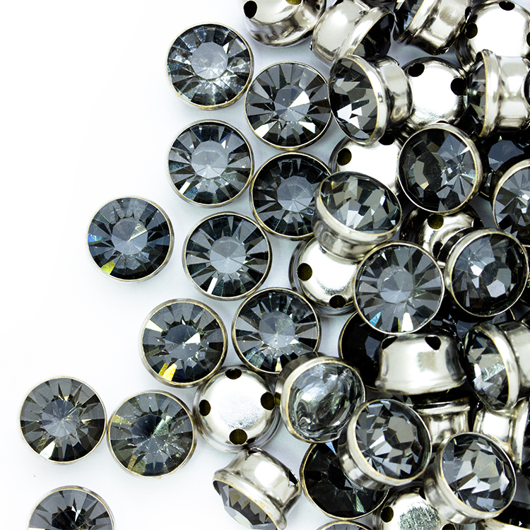 Стразы пришивные в оправе Круг 10 мм 30# серый (100 шт)