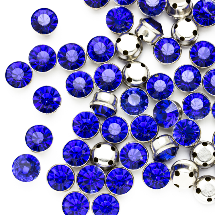 Стразы пришивные в оправе Круг 6 мм 23# василек (100 шт)