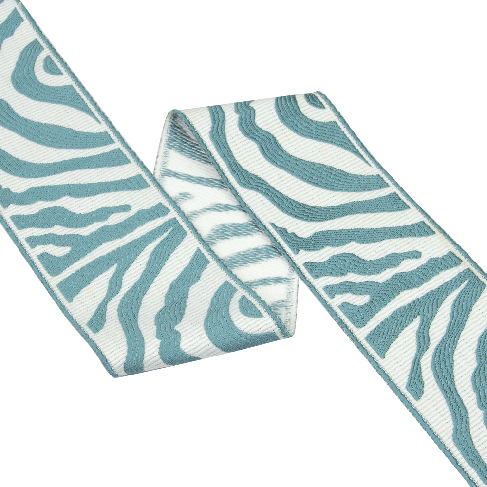 Текстильный бордюр YY8006-3 пыльно-бирюзовый Mirtex "Зебра" Коллекция №3, ширина 6,8 см/±25 м