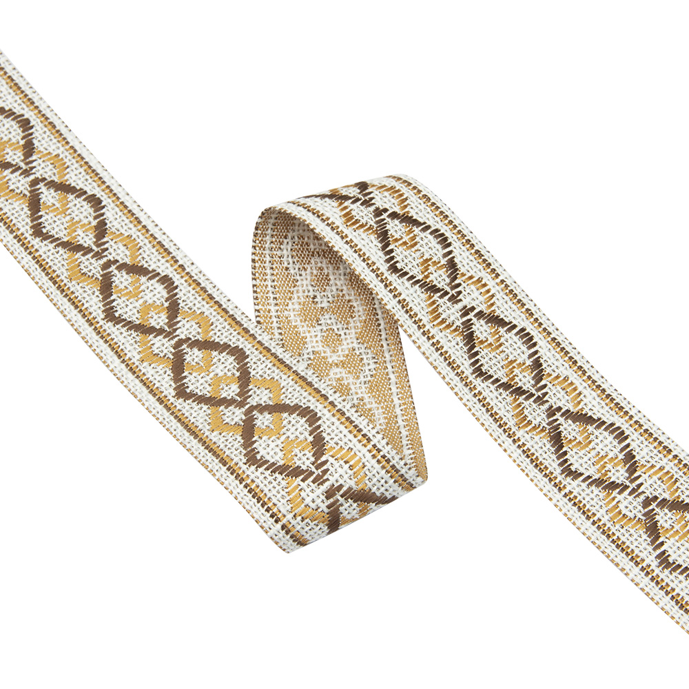 Текстильный бордюр M3018-2 Mirtex  коричневый/песочный/св-беж "Аргайл" Коллекция №3, шир. 3 см/±25 м