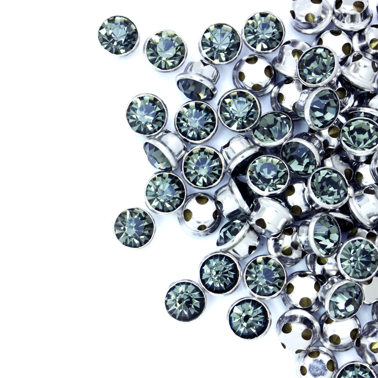 Стразы пришивные в оправе Круг 6 мм 30# серый (100 шт)