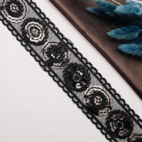 Тесьма с пайетками 90371-D103 черный (13,716 м)