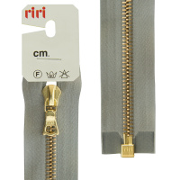 Молния металл Riri, gold, разъёмная 1 замок, на атласной тесьме, 6 мм, 60 см, цвет 9112, голубовато-