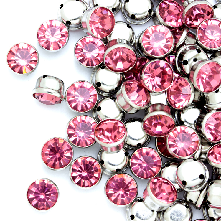 Стразы пришивные в оправе Круг 8 мм 12# коралловые (100 шт)