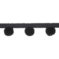 Бахрома с пушистыми шариками DSMQ -  черная BLACK (3,7 см/D 2,5 см/12,5 м)
