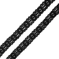 Кружево эластичное 8201 черный, 2 см, (400 ярд)