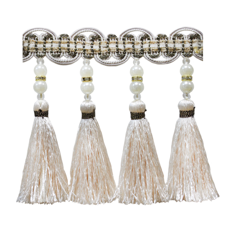 Бахрома для штор CF-88-2 молочный/золото люрекс (20 м)