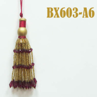 Кисть для штор с бисером и стеклярусом 6A-BX603 бордо/золото (10 шт)