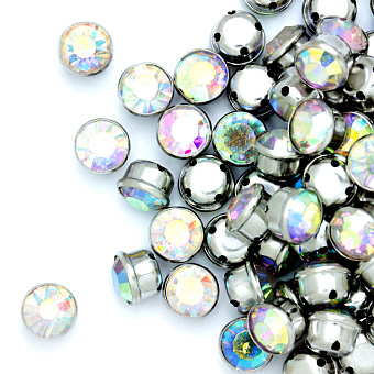 круглые пришивные стразы в металлической оправе