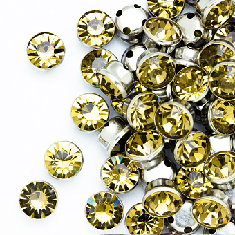 круглые пришивные стразы в металлической оправе