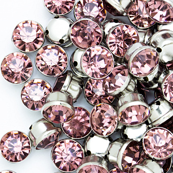 круглые пришивные стразы в металлической оправе