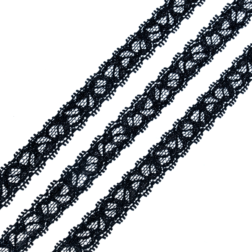 Кружево эластичное 2765 черный, 1.1 см, (350 ярд)