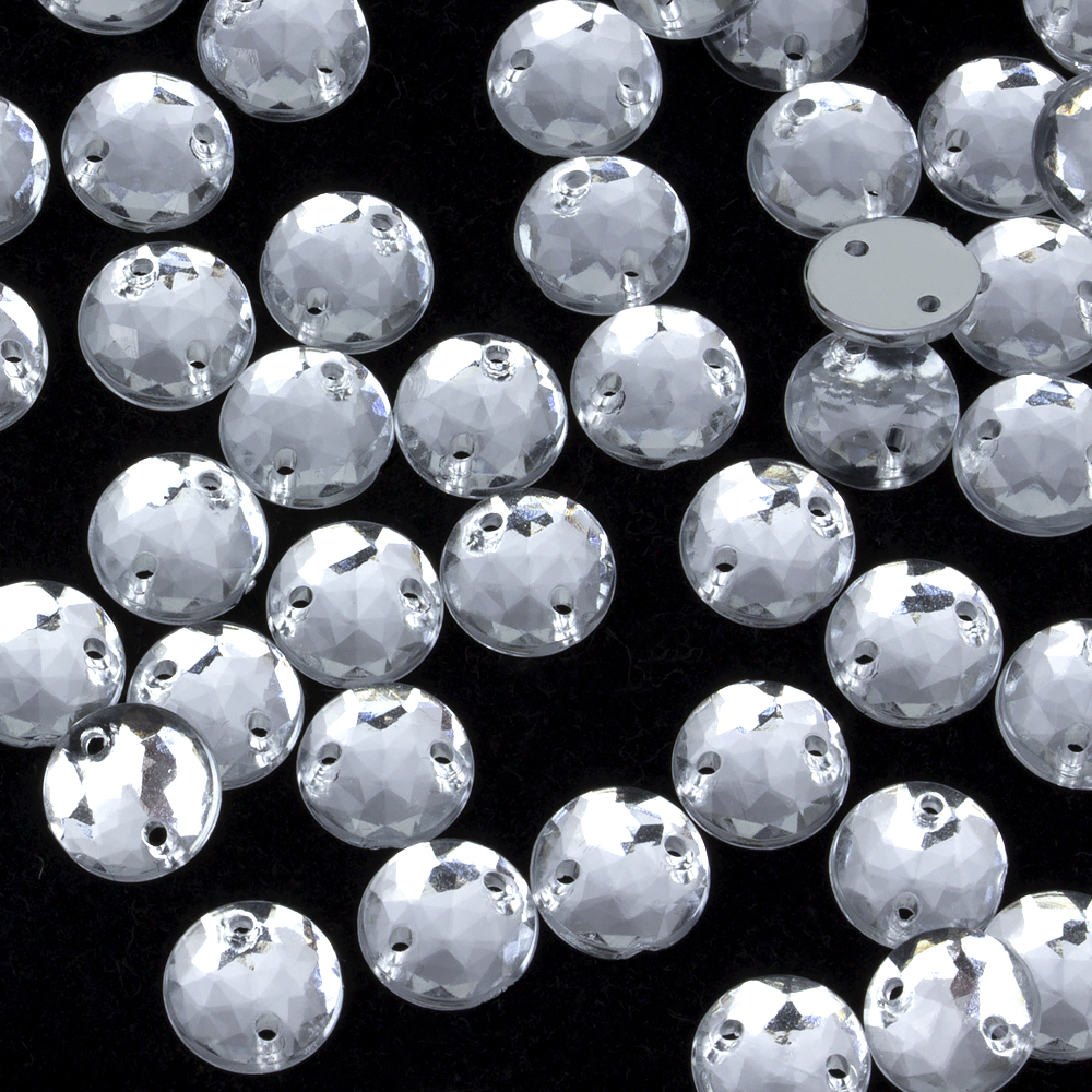 Стразы пришивные пластиковые Круг 8 мм 2# Crystal (1000 шт)