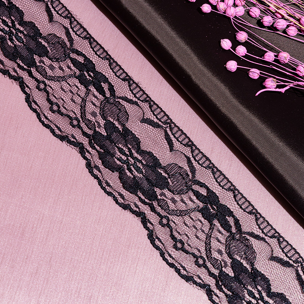 Кружево капроновое 306 черный, 7.5 см, (182,88 м/22,86 м)