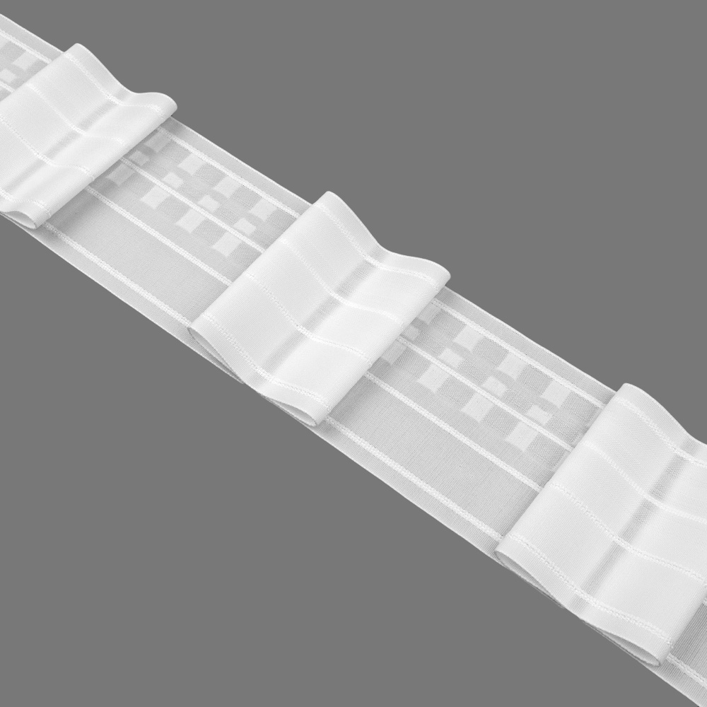 Шторная лента Бантовая 4414P (1:2) Oz-is Premium тканая 10 см/50 м (3 кармана, корд-4 шнура)