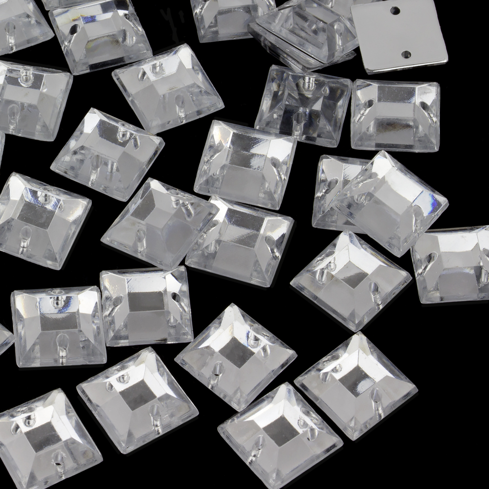 Стразы пришивные Квадрат 18*18 мм 2# Crystal (100 шт)