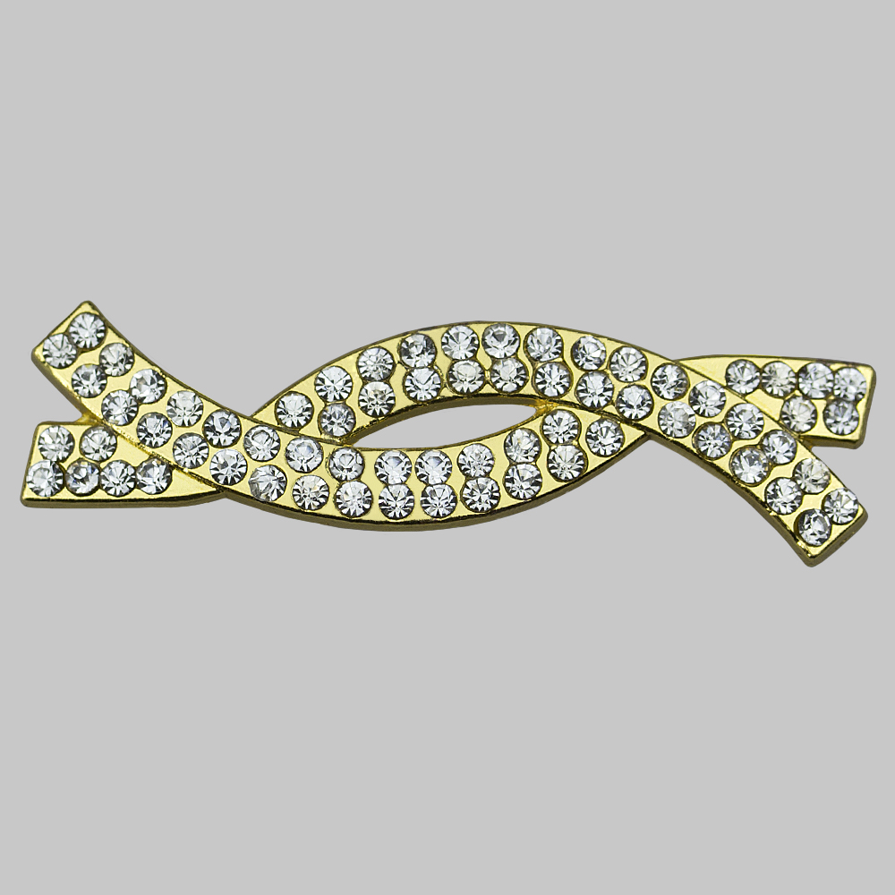 Эмблема-усик со стразами 15551 (3126)-UG золото (10 шт)