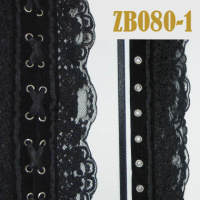 Тесьма кружевная для корсетов 1-ZB080 черный (48 ярд)