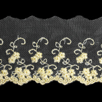 Тесьма на сетке с люриксом 1263(3844)  беж/золото шир.8см/уп.13,716м