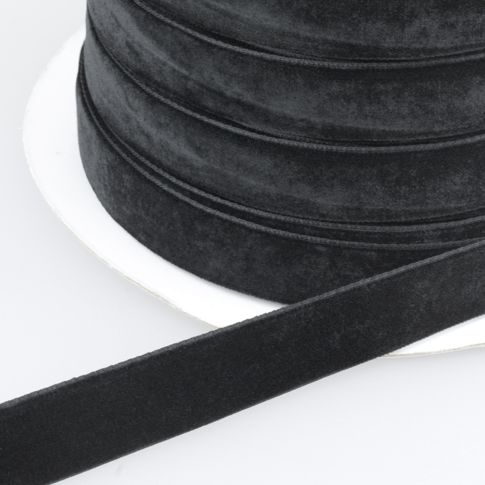 Лента бархатная MirTex 18 мм черный (91,44 м)