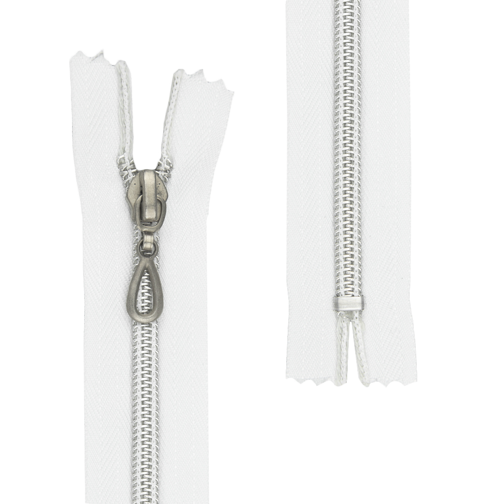 Молния декоративная неразъемная 20 см/Т7 белая (уп. 20 шт.)