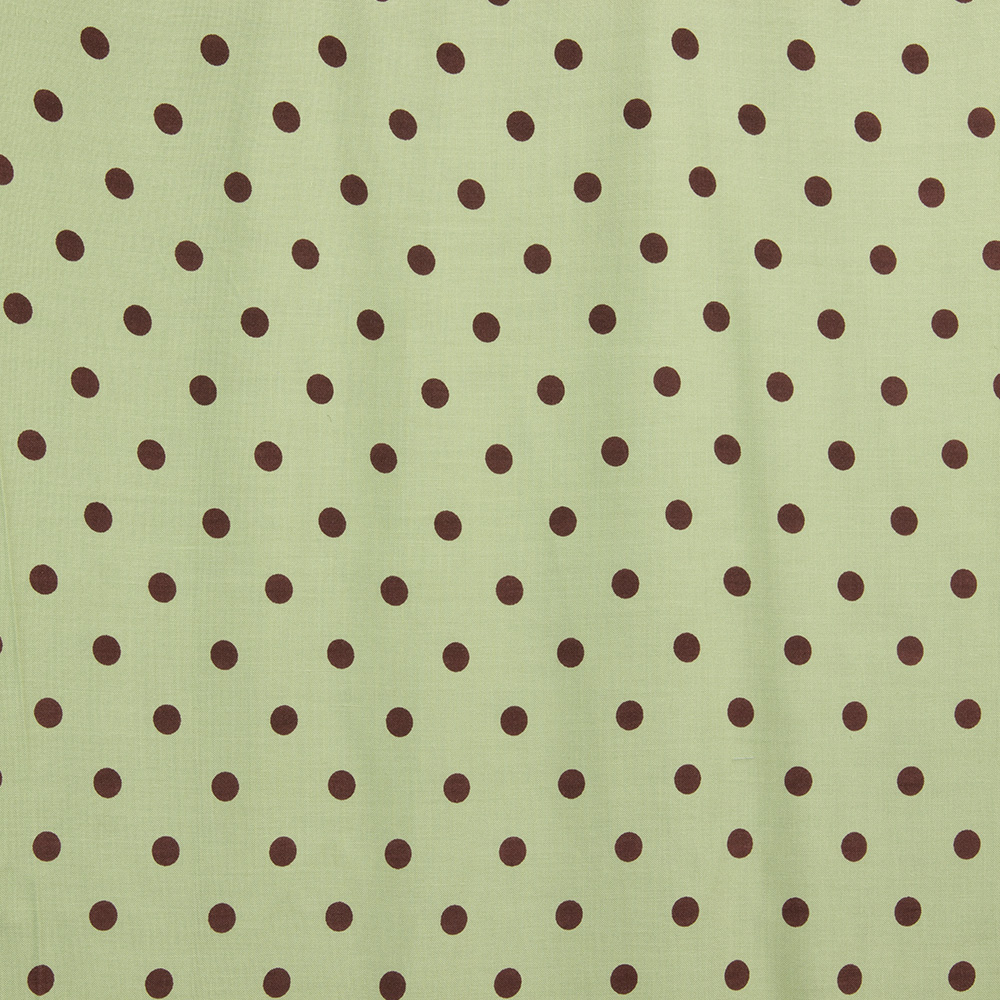 Ткань Штапель Е453-27.01 цвет фисташковый  принт горох 9 мм (108 г/кв.м) 150см/±35м