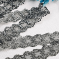 Тесьма на капроне с вышивкой из люрекса Premium 142-1 серебро (27,43 м)