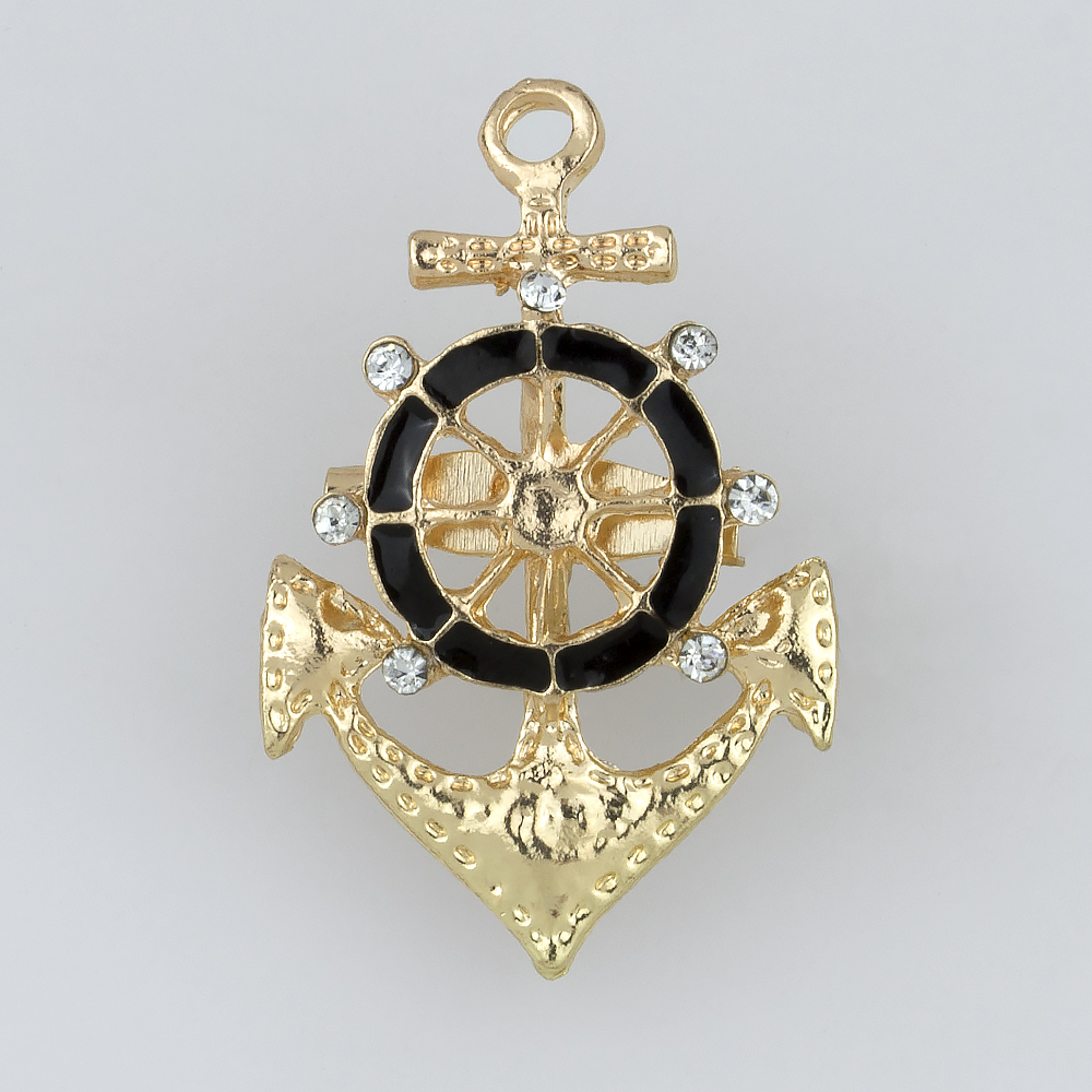 Брошь "Якорь" 1260-20 золото/черный