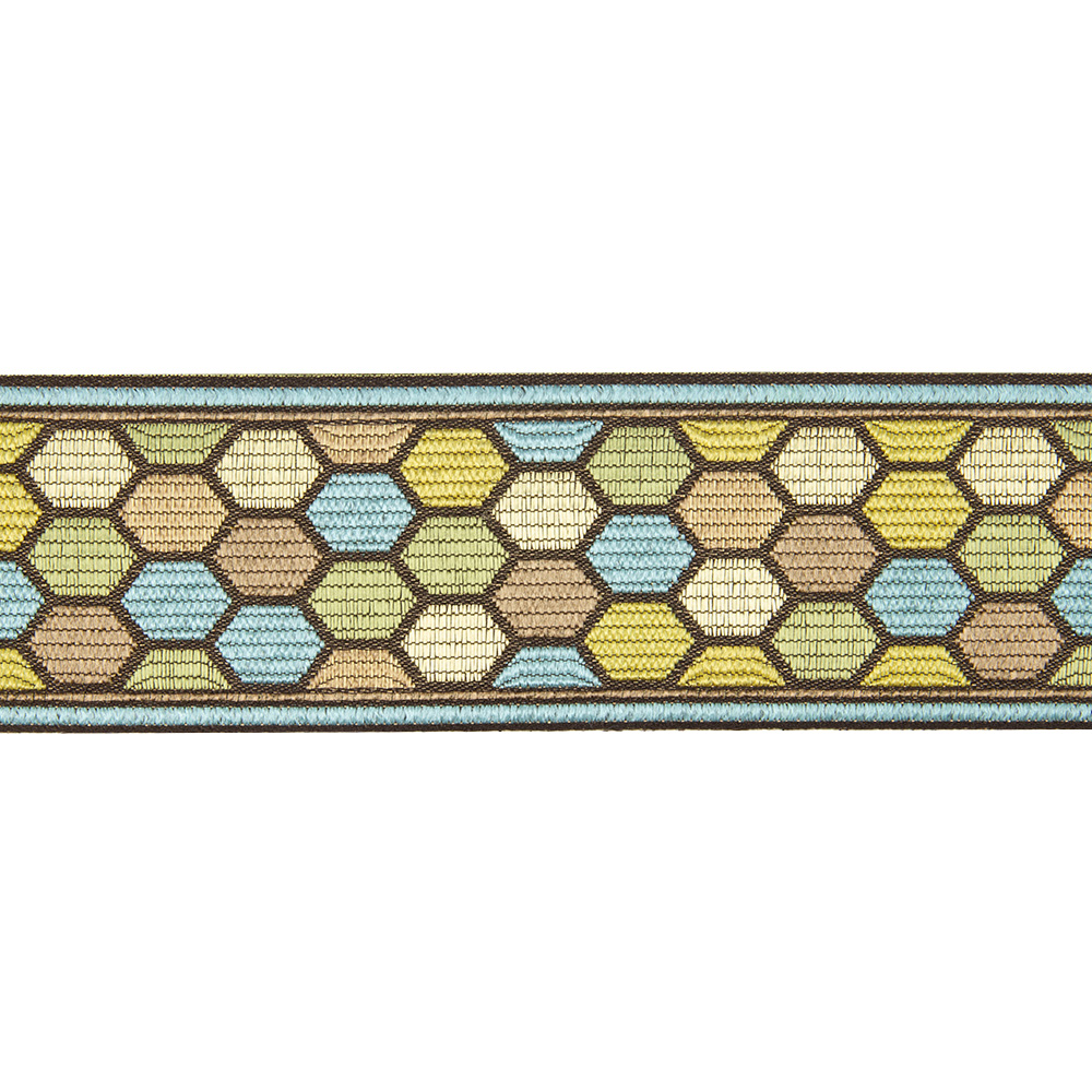 Текстильный бордюр YGH326-2 Mirtex бирюзовый/зеленый/золото "Фантазия 2", ширина 6 см/±25 м