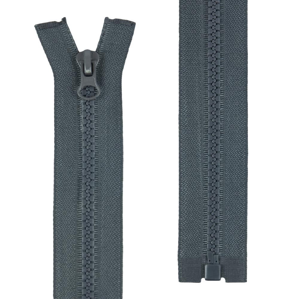 Молния тракторная разъемная Т5 (1-замок) 40 см №312 тем-серый, УСИЛЕННОЕ ЗВЕНО (пуллер-овал) (10 шт)