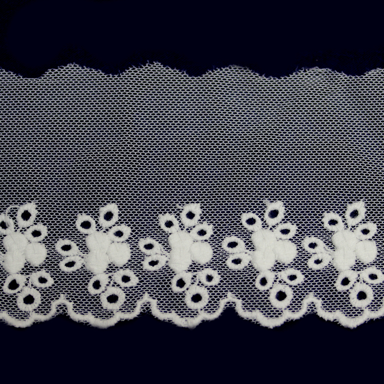 Тесьма на сетке 1045-W(1017805) молочный шир.8см/уп.109,728м