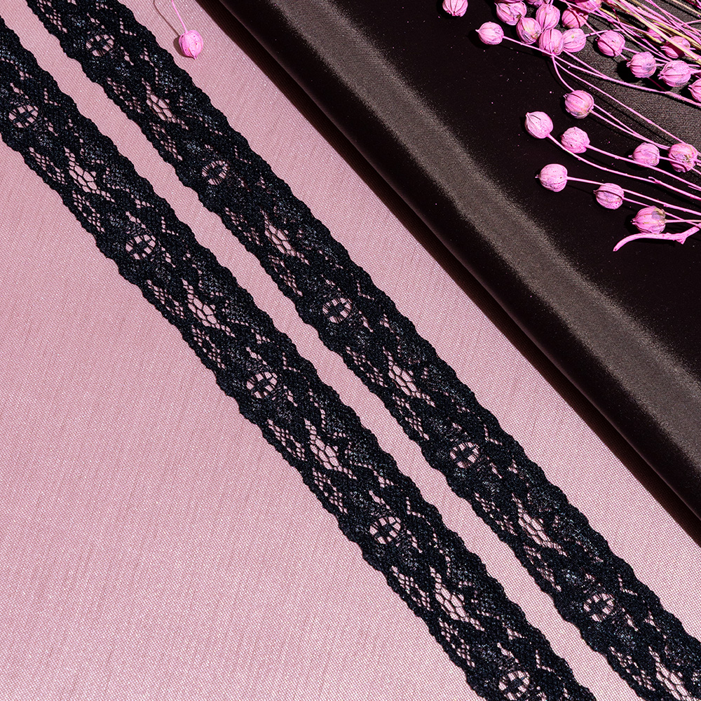 Кружево капроновое 203 черный, 2.1см, (365,76 м/22,86 м)