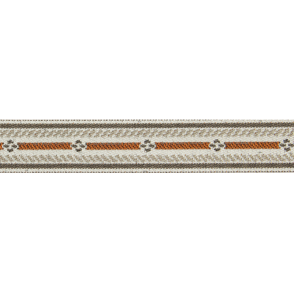 Бордюр для штор RQ3021-4 Mirtex серо-бежевый/терракотовый "Нить" 3 см/25 м