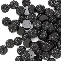 Стразы "зернистые" пришивные Круг 10 мм пластик черный (200 шт)