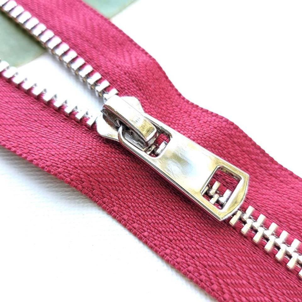 Металлическая молния ТИТАН неразъемная 18 см Т5 (ТТ) (1 замок) никель/красный чили (10 шт)