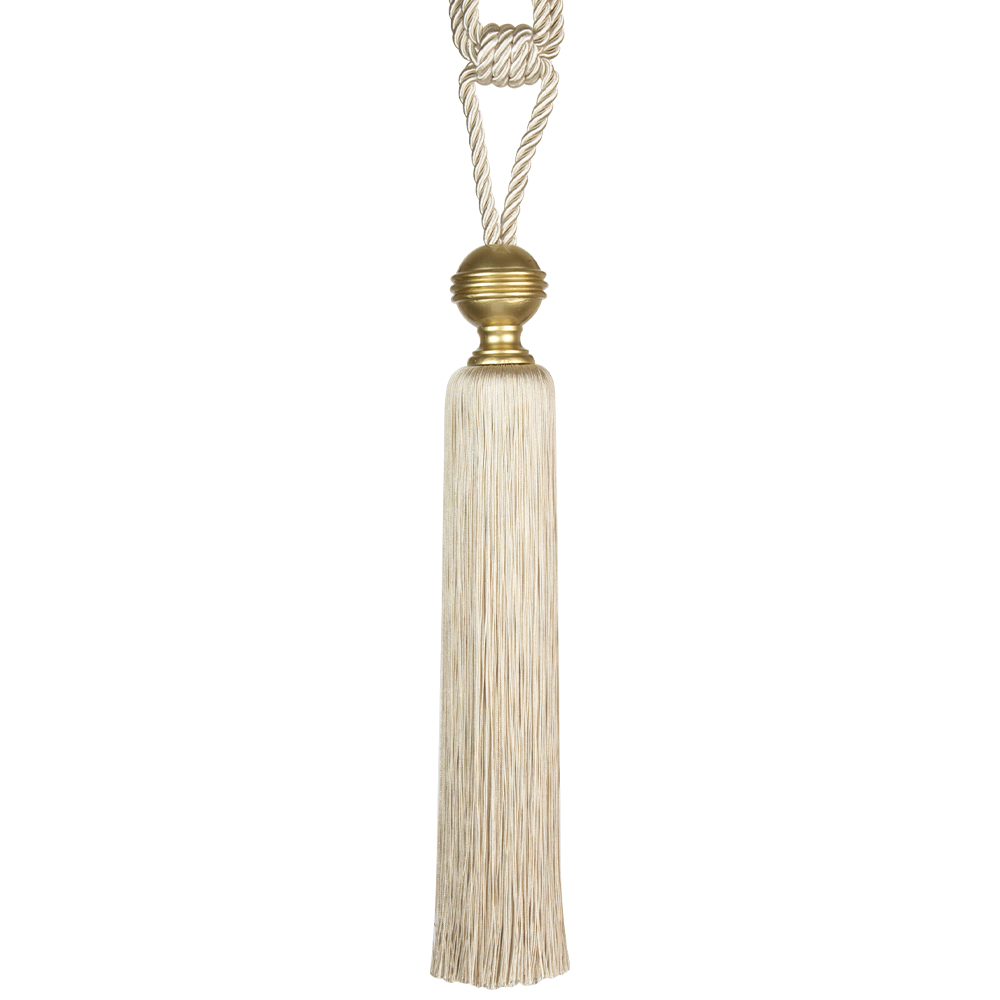 Кисть-подхват для штор M12-золото/c26 светло-бежевый Mirtex Premium (L104/44см) "Royyana-Round"