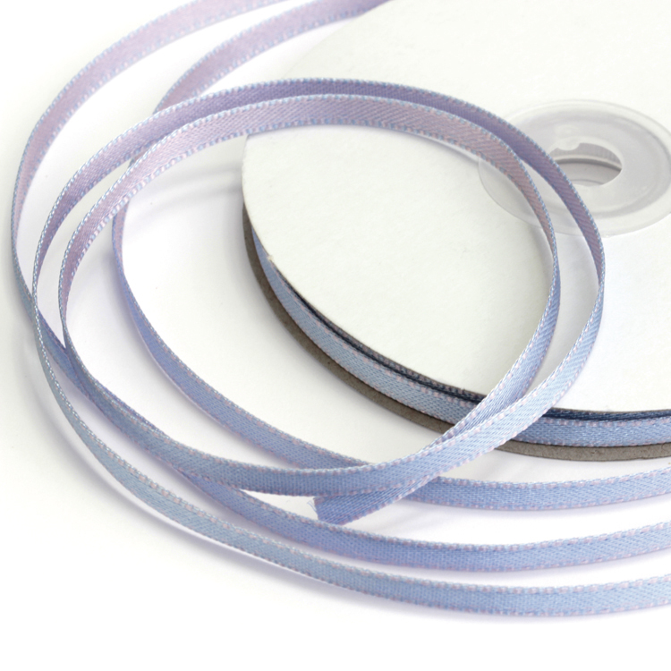 Лента атласная двухсторонняя двухцветная 1135HG голубой/сиреневый 6 мм (25 ярд.)